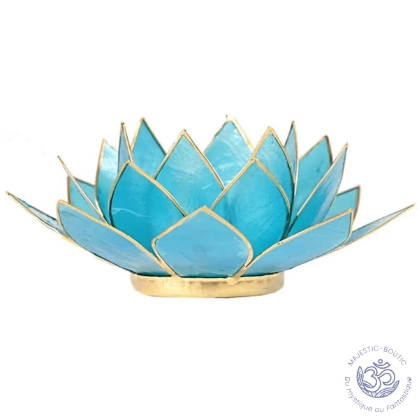 bougeoir fleur de lotus bleu