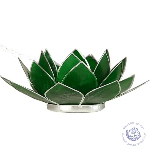 Bougeoir Lotus 4° Chakra vert bord argent