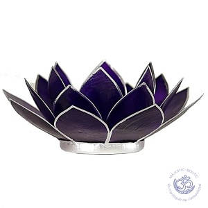 Bougeoir Lotus 7° chakra violet bord argent