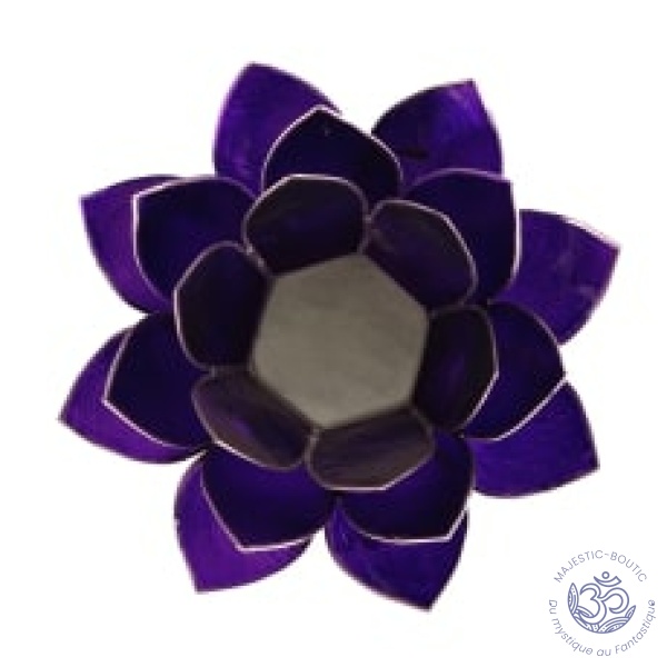 Bougeoir Lotus 7° chakra violet bord argent