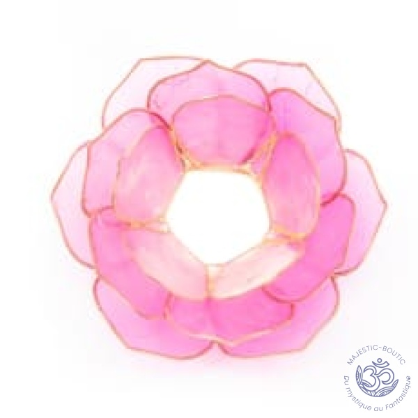 bougeoir pétale Lotus rose bordure or