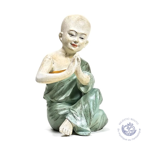 Statue Moine Yoga Namaste Vert