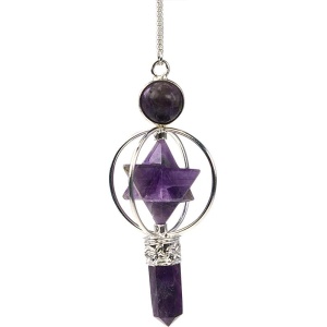 Pendule Merkaba 3 Pierres en Améthyste