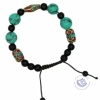 Bracelet turquoise corail et agate noir ajustable