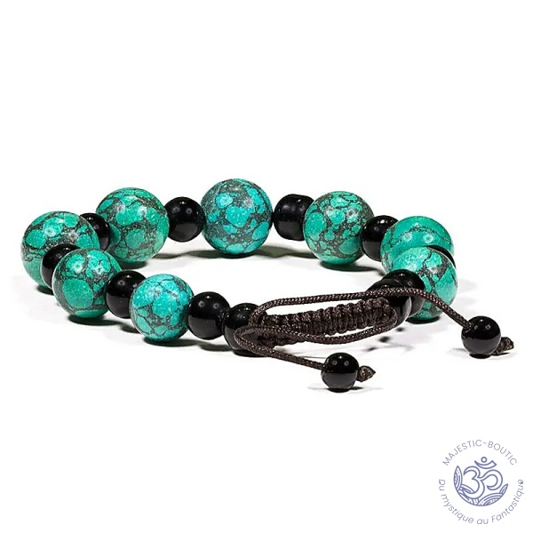 Bracelet turquoise et agate noir