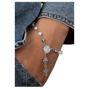 Bracelet Chapelet Chrétien à Perles Fantaisie Un Allié Délicat pour la Prière Quotidienne Ce bracelet chapelet est l'accessoire idéal pour les personnes de foi souhaitant garder un support de prière discret et élégant à portée de main.