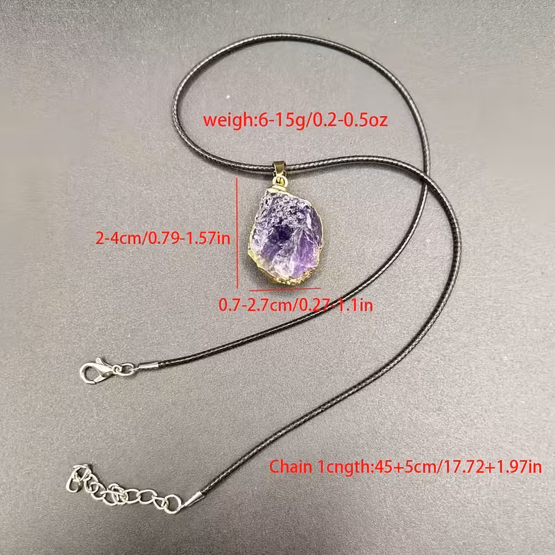 Pendentif Tendance Améthyste Naturelle - Pierre Brute à Bord Doré - Intuition et Sérénité