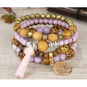 Bracelet Bohème Bois Mauve