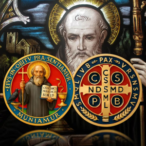 Pièce de Saint Benoît, un objet de dévotion et de protection reconnu par l'Église Catholique. Plus qu'un simple bijou, cette médaille est considérée comme une pièce d'exorcisme puissante, utilisée depuis des siècles pour repousser les influences maléfiques, le démon et les tentations.