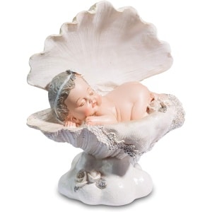 Ange Endormi dans Coquillage : Statuette en Résine – Symbole de Sérénité et Protection