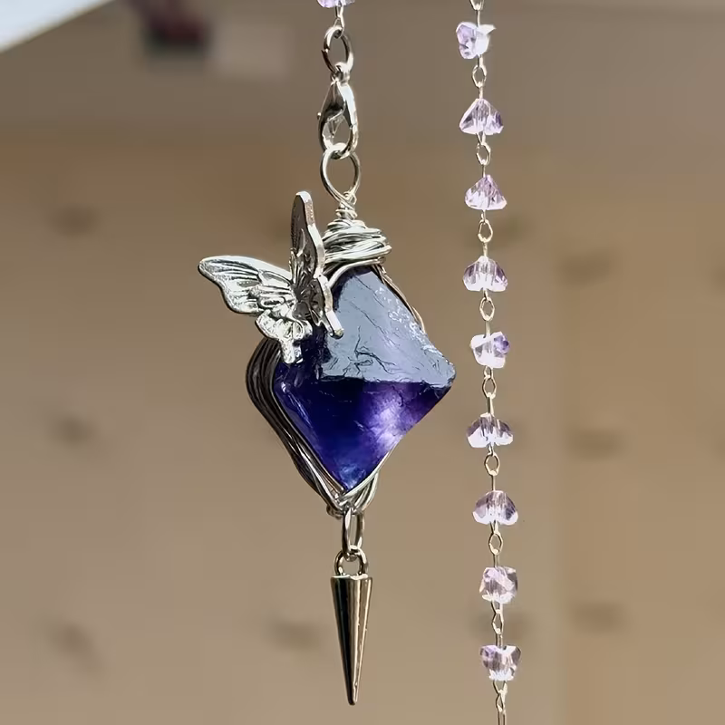 Pendule Octaèdre en Améthyste 💜 Outil de Radiesthésie et Clairvoyance